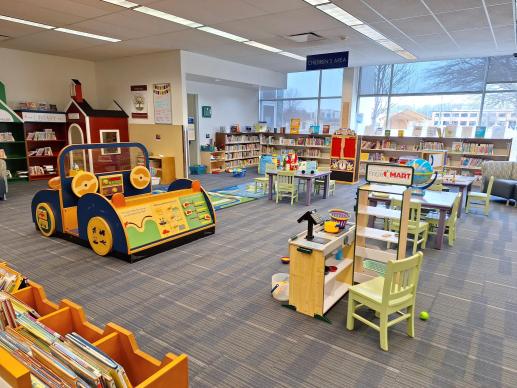 Brook Park Branch children's area, with lots of toys and activities to enjoy, for babies, toddlers, preschoolers and older children. 