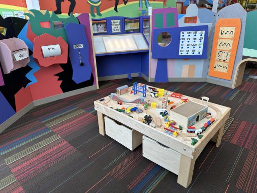 CCPL Warrensville Library Play Area with Train Table