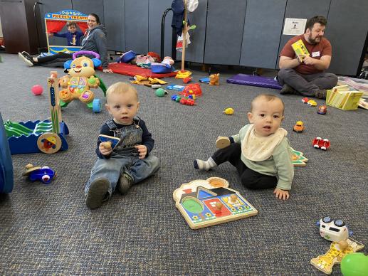 Babies with puzzle at Family Place Workshop