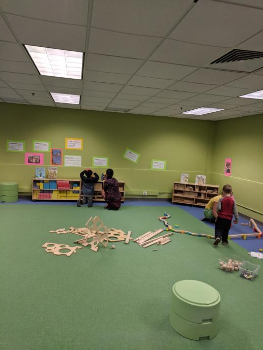 Playing with ramps and blocks at Little Makers in our new Early Childhood Learning Room