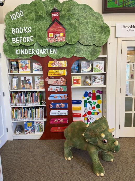 photo of 1000 books before kindergarten display at Brookhaven Free Library