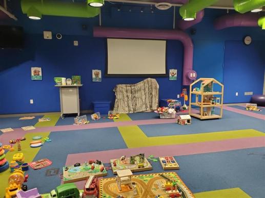 Room setup for our 123 Play with Me program at Northwest Library.