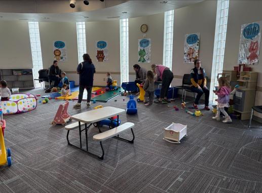 Parents and children playing at a parent/child workshop