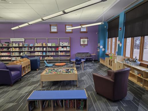 Smoky Hill Library's Family Place space with age-appropriate toys, library materials, and family seating.