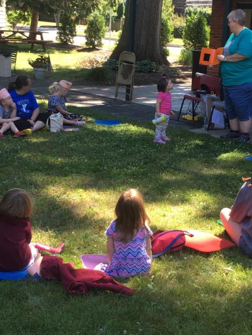 Outdoor space being used at the library.