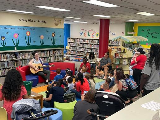 A music program for toddlers held in our 0-5 reading area.