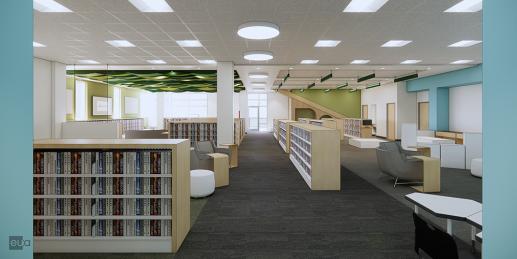 Architect's rendering of children' room entrance 