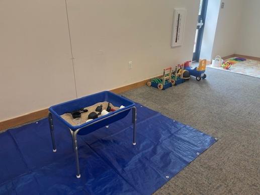 Sensory fun with a sand table brought out during small preschool storytimes and our PCW.