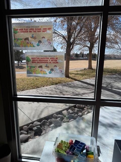 New cleanup signs that we posted to encourage kids to keep the play area clean throughout the day