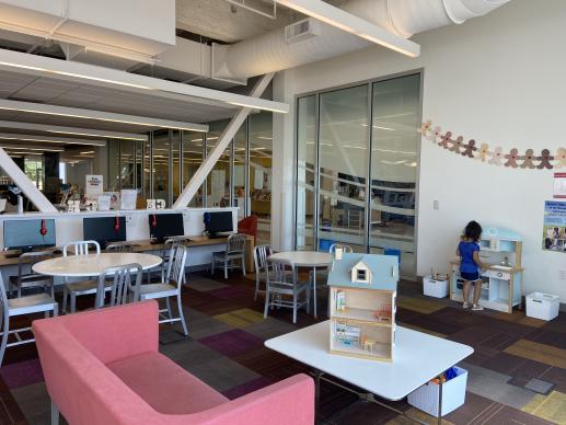 Play Kitchen and Computer Seating Area