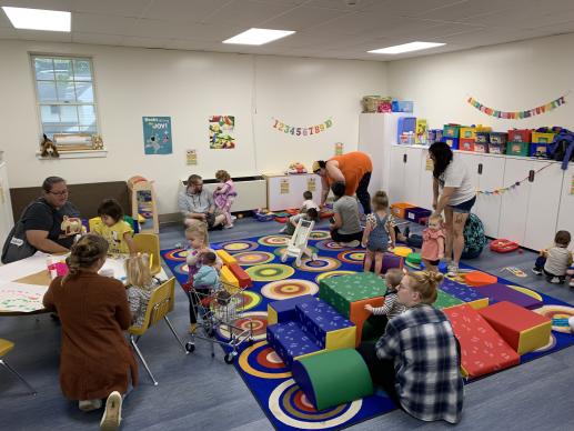 Family Place workshop including play stations and art table