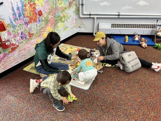 Caregivers and children playing together at November 2023 Parent Child Workshop in Mt Lebanon