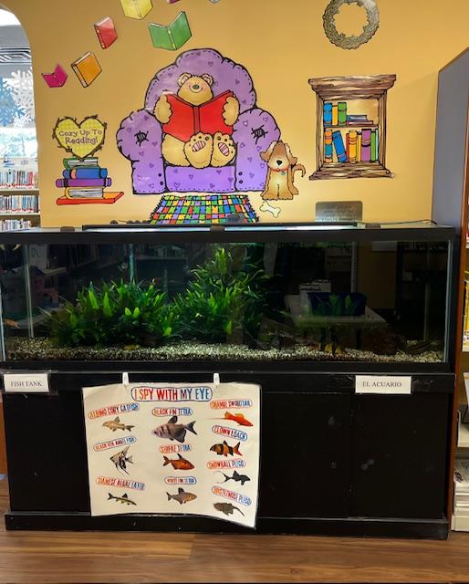 Fish tank with an eye spy activity