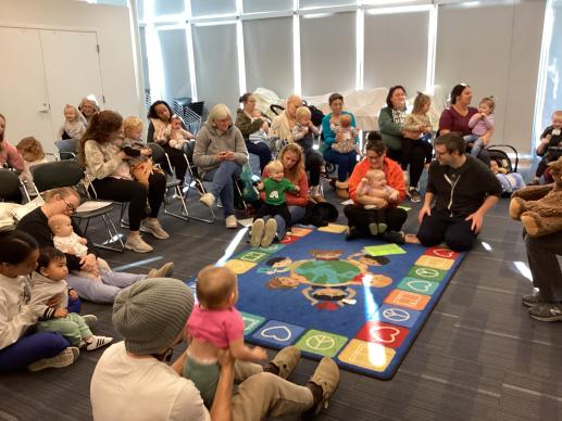 Baby Club in the Fall, 2024, includes a fun bounce-in-the-lap song!