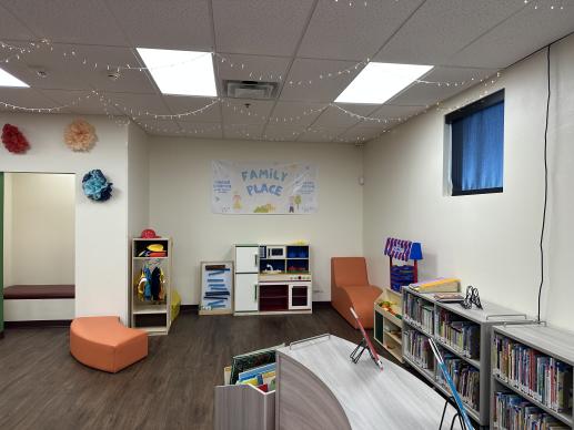 Family Place Area with kitchen, dress up, and store