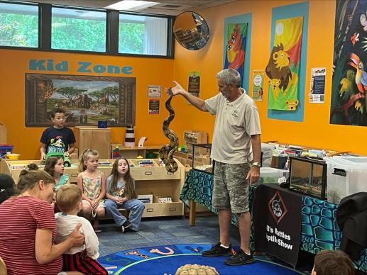 Participants at the JB's Rattles Summer Reading Program Reptile Show