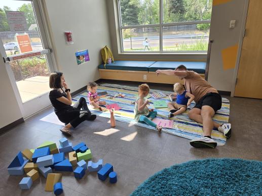 The Eloise May Library's Play & Learn series is a joyful program where caregivers connect with each other, learn from community experts, and play with their children.