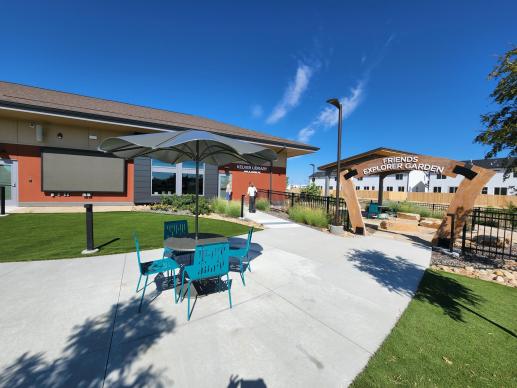 Kelver Library has an outdoor space for community events, outdoor play, and patron enjoyment. Accessible during all library hours.