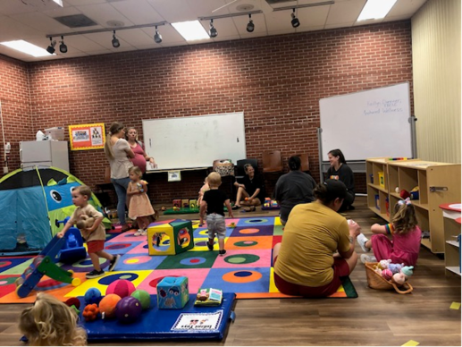 Children and moms playing