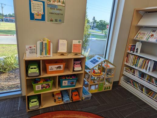 Board books pull-outs, toys, and caregiver resources.