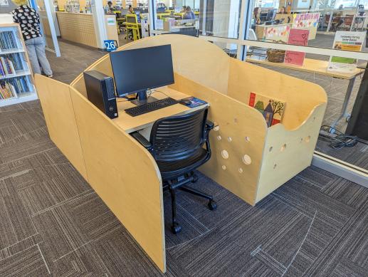 Parent/child workstation located in the children's area