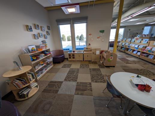 Sheridan Library Family Place play area with parenting resources.