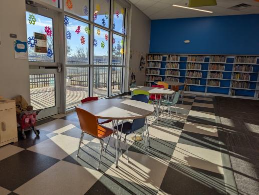 Picture of activity area and children's books.