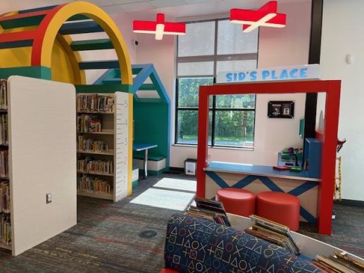 Picture of library, Sid's Place play kitchen