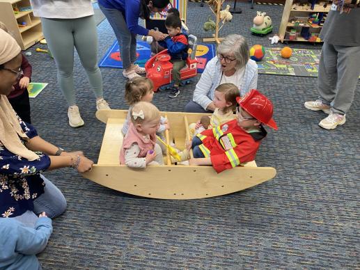 Workshop with children and adults enjoying the playtime with our popular rocking boat. 