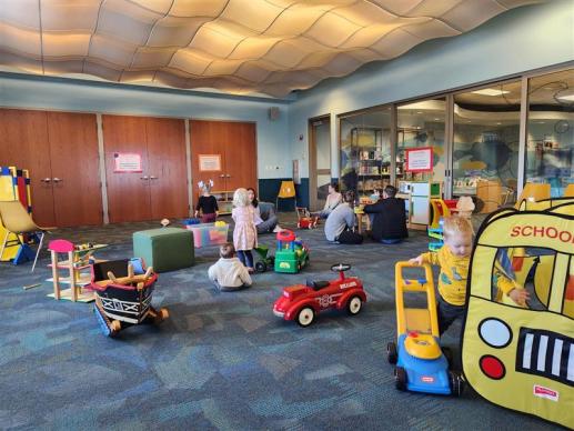 Children play during a Parent-Child Workshop. 