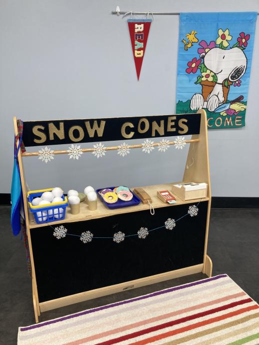 Photo of snow cone stand used for dramatic play in Family Place