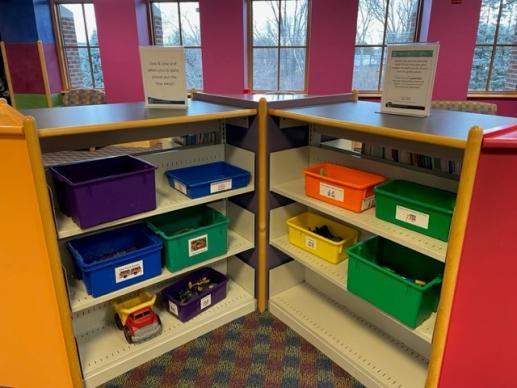 some of the toys in our play area in the children's area of the library