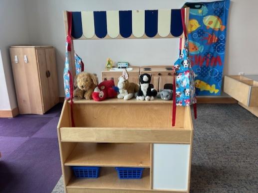 Our kitchen dramatic play area became a veterinary clinic where children could groom and care for animals.